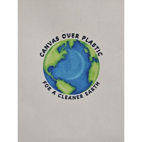 Natural Color Canvas Tote Bag Eco-Friendly Shopper Canvas Over Plastic Cleaner - Picture 2 of 5